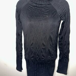 Black Long Sleeve Crew Neck Sweater Dress